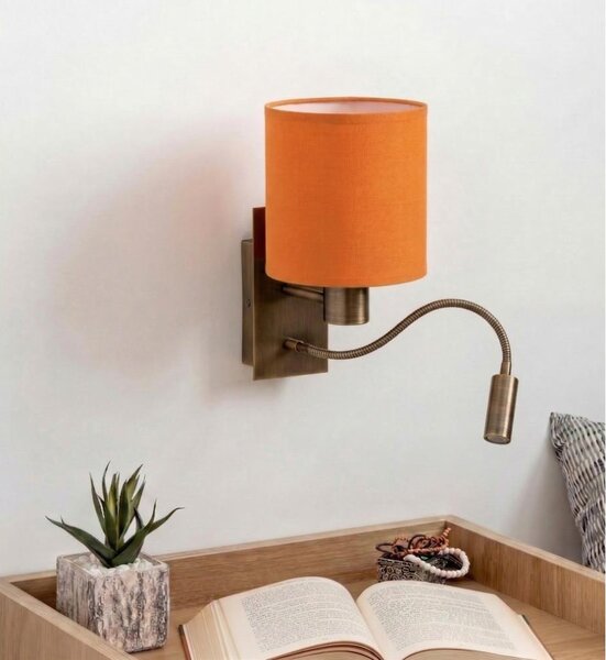 Brilagi - LED Flexib. nást. lampa NUBILA 1xE27/25W/230V + LED/3W mosaz/oranžová
