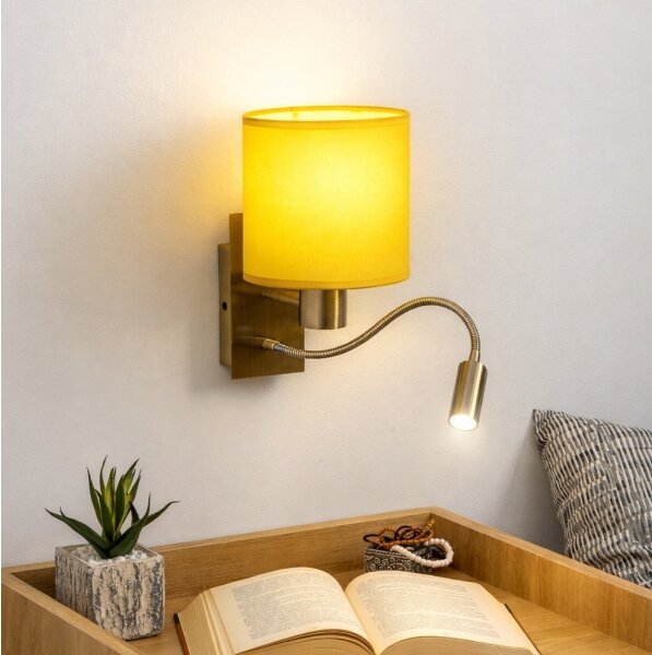 Brilagi-LED Flexibilní nástěnná lampa NUBILA 1xE27/25W/230V + LED/3W mosaz/žlutá