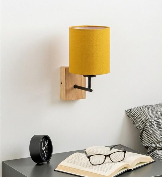 Brilagi - Nástěnná lampa NUBILA WOOD 1xE27/25W/230V dub/černá/žlutá