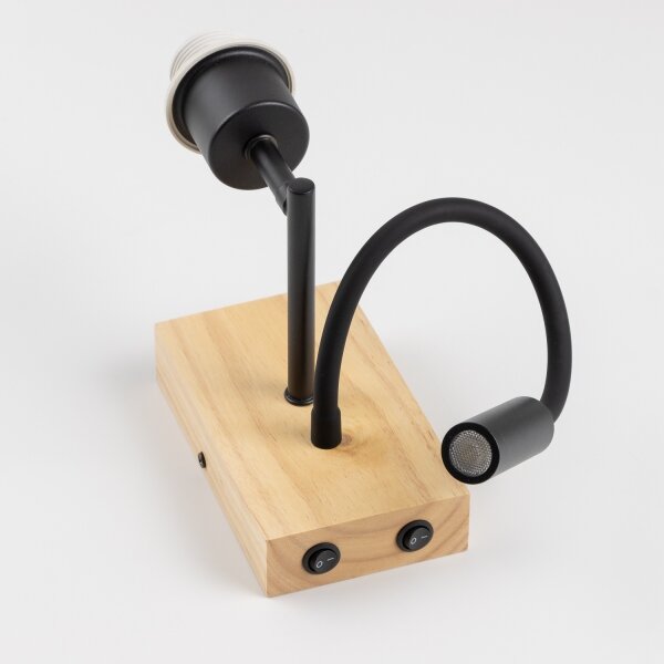 Brilagi - LED Nást. lampa NUBILA WOOD 1xE27/25W/230V + LED/3W dub/černá/sv. šedá