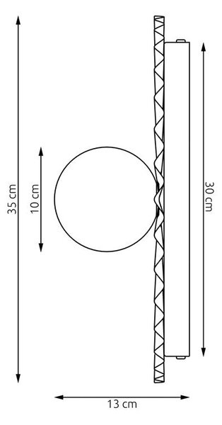 Nástěnné svítidlo UMBRA K1 L – korálové, bílé sklo, 1× G9, šířka 35 cm