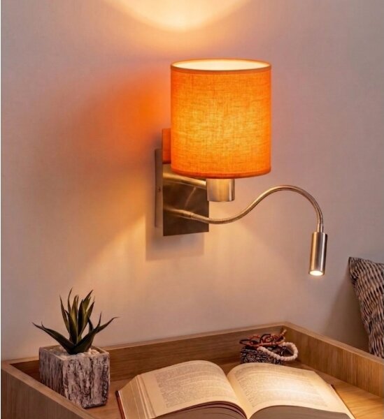 Brilagi - LED Flexibilní nást. lampa NUBILA 1xE27/25W/230V+LED/3W chrom/oranžová