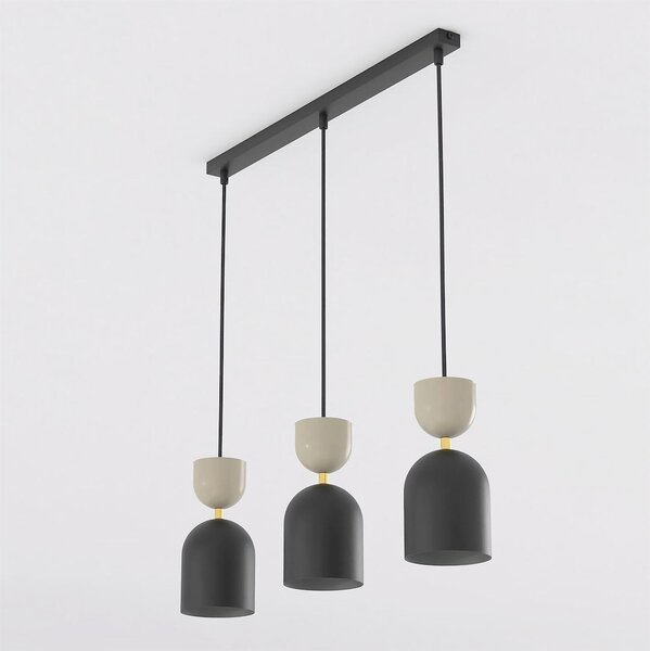 Závěsné svítidlo GAUDI 3 – černé / moka, 3× E14, šířka 66 cm