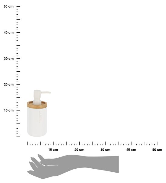 Dávkovač mýdla Loudis, bílá/s dřevěnými prvky, 280 ml