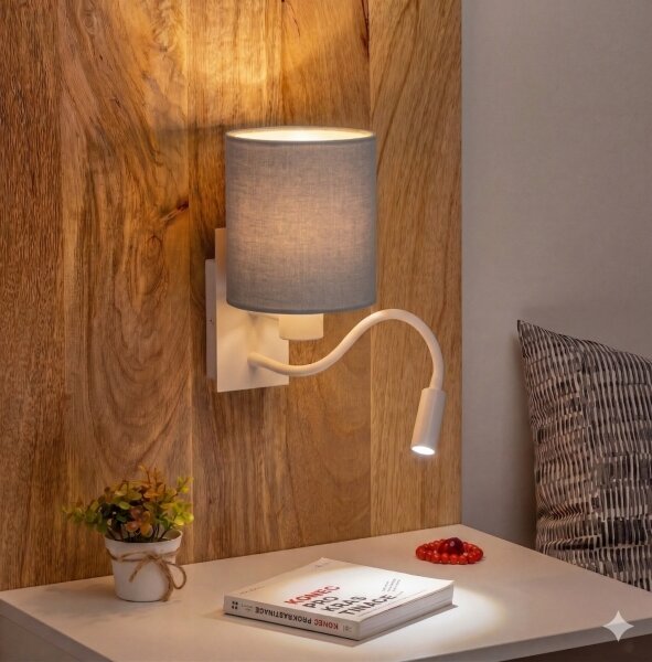 Brilagi -LED Flexibilní nást. lampa NUBILA 1xE27/25W/230V + LED/3W bílá/sv. šedá