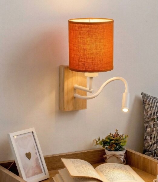 Brilagi - LED Nást. lampa NUBILA WOOD 1xE27/25W/230V + LED/3W dub/bílá/oranžová