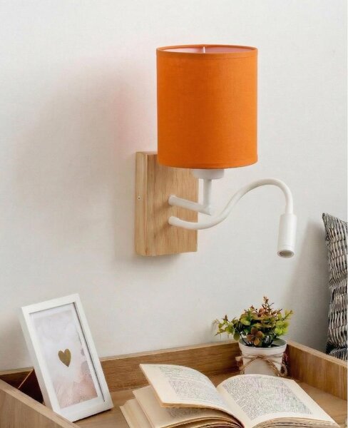 Brilagi - LED Nást. lampa NUBILA WOOD 1xE27/25W/230V + LED/3W dub/bílá/oranžová