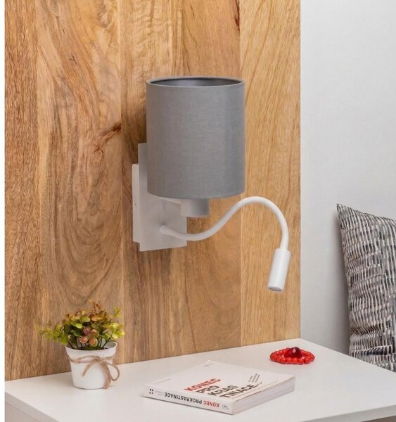 Brilagi -LED Flexibilní nást. lampa NUBILA 1xE27/25W/230V + LED/3W bílá/sv. šedá