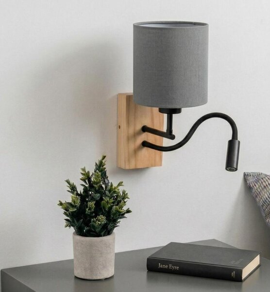 Brilagi - LED Nást. lampa NUBILA WOOD 1xE27/25W/230V + LED/3W dub/černá/sv. šedá