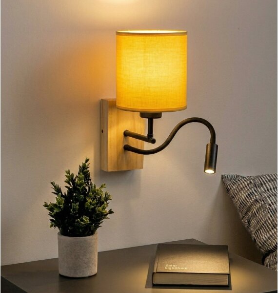 Brilagi - LED Nástěnná lampa NUBILA WOOD 1xE27/25W/230V + LED/3W dub/černá/žlutá