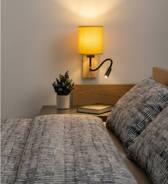 Brilagi - LED Nástěnná lampa NUBILA WOOD 1xE27/25W/230V + LED/3W dub/černá/žlutá
