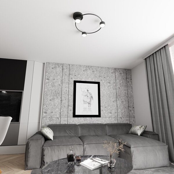 Stropní svítidlo LUCIO 3 – černé, 3× GX53, šířka 48 cm