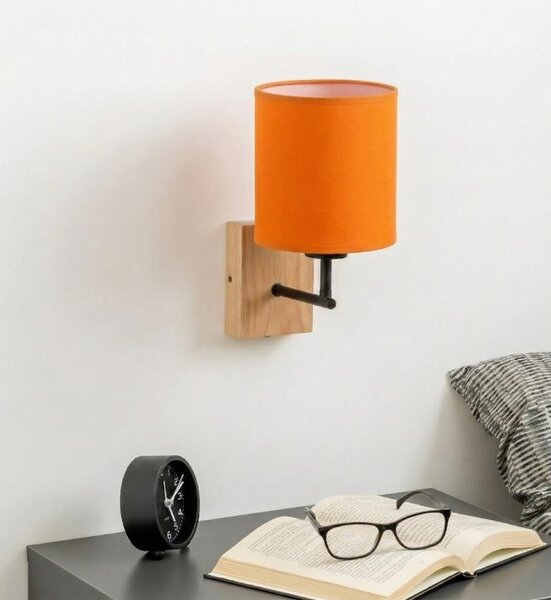 Brilagi - Nástěnná lampa NUBILA WOOD 1xE27/25W/230V dub/černá/oranžová