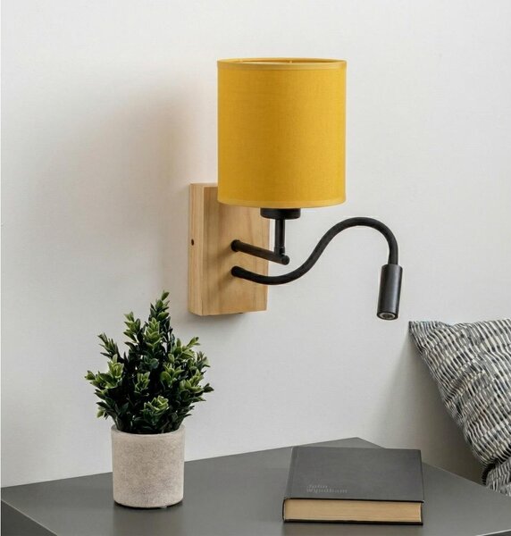 Brilagi - LED Nástěnná lampa NUBILA WOOD 1xE27/25W/230V + LED/3W dub/černá/žlutá