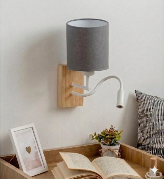 Brilagi - LED Nást. lampa NUBILA WOOD 1xE27/25W/230V + LED/3W dub/bílá/sv. šedá