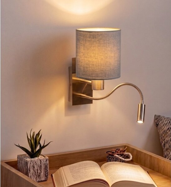 Brilagi - LED Flexibilní nást. lampa NUBILA 1xE27/25W/230V+LED/3W chrom/sv. šedá