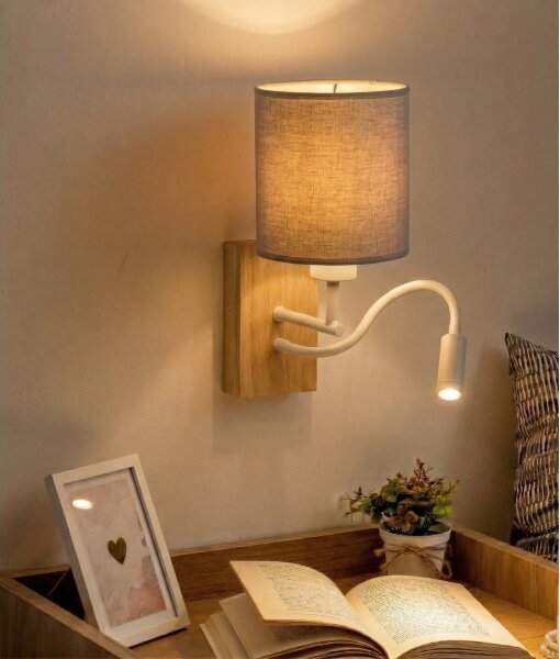 Brilagi - LED Nást. lampa NUBILA WOOD 1xE27/25W/230V + LED/3W dub/bílá/sv. šedá
