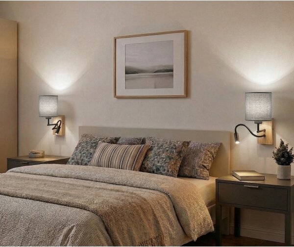 Brilagi - LED Nást. lampa NUBILA WOOD 1xE27/25W/230V + LED/3W dub/bílá/sv. šedá