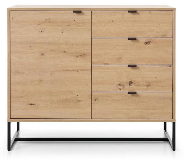 Komoda, dřevěná skříňka se zásuvkami, výška 103 cm, vhodná do obývacího pokoje nebo ložnice