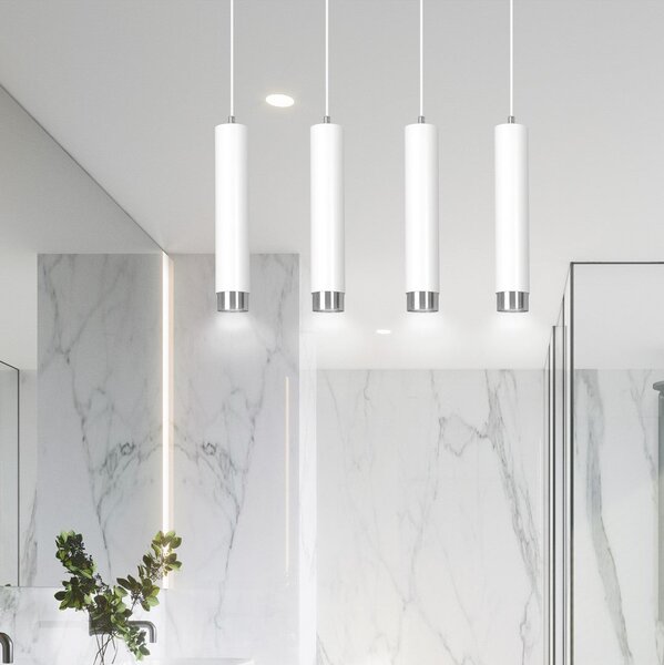 Závěsné svítidlo KIBO 4 – bílé / chromové, 4× GU10, šířka 60 cm