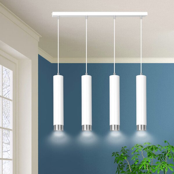 Závěsné svítidlo KIBO 4 – bílé / chromové, 4× GU10, šířka 60 cm