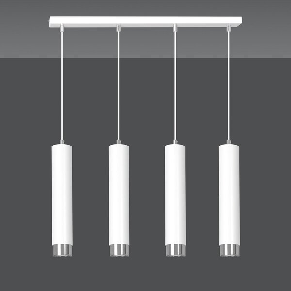 Závěsné svítidlo KIBO 4 – bílé / chromové, 4× GU10, šířka 60 cm