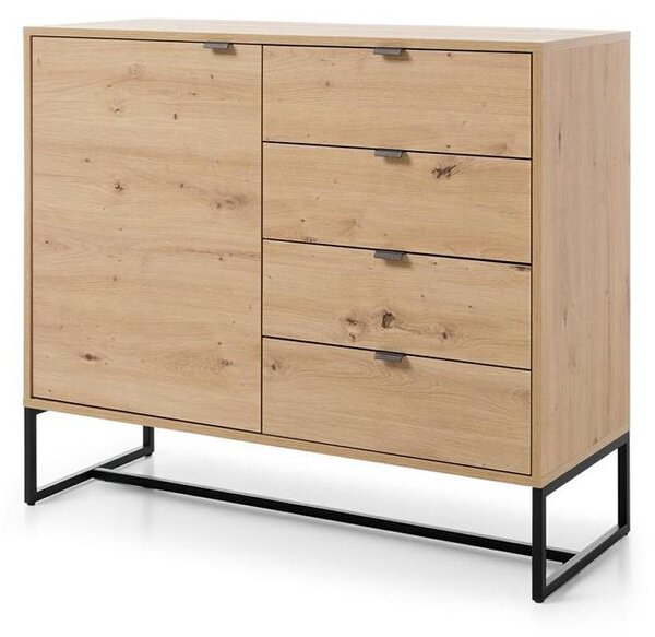Komoda, dřevěná skříňka se zásuvkami, výška 103 cm, vhodná do obývacího pokoje nebo ložnice