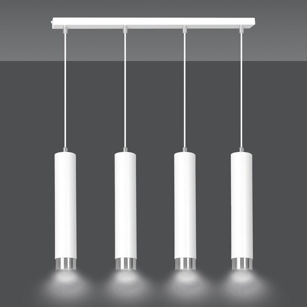 Závěsné svítidlo KIBO 4 – bílé / chromové, 4× GU10, šířka 60 cm