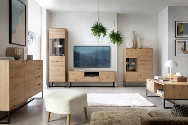 Komoda, dřevěná skříňka se zásuvkami, výška 103 cm, vhodná do obývacího pokoje nebo ložnice