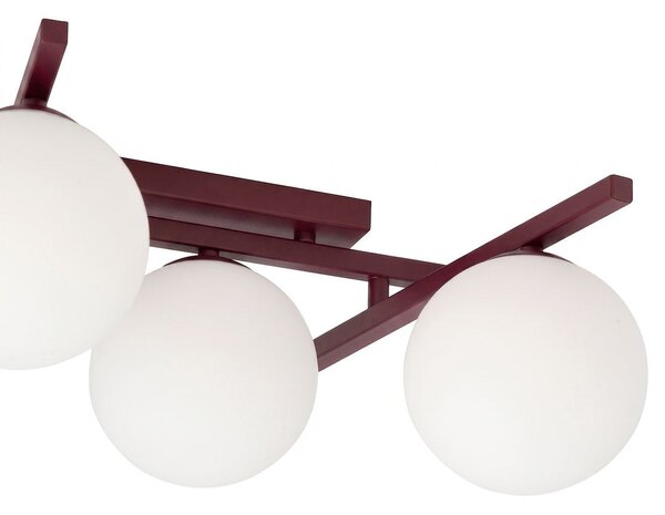 Stropní svítidlo SMART 4 – vínové, opálové sklo, 4× E14, šířka 63 cm