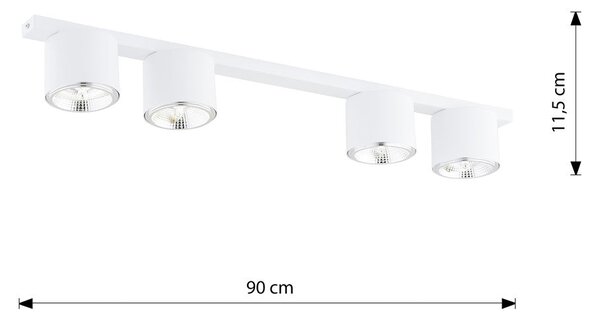 Stropní svítidlo NANO 4 – bílé, 4× GU10 AR111, šířka 90 cm