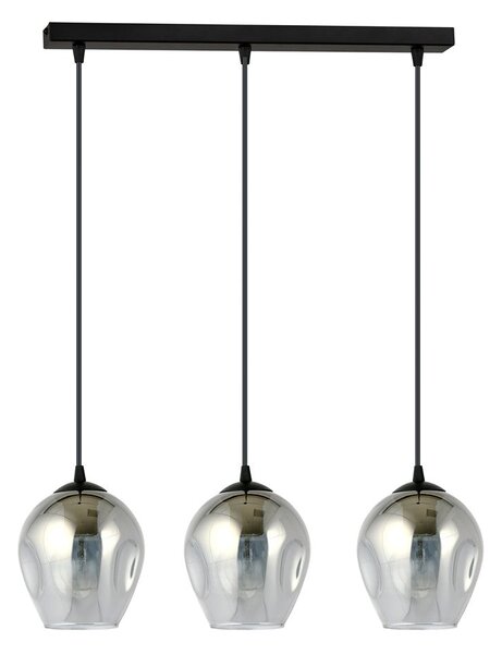 Závěsné svítidlo ISTAR 3 – černé, grafitové sklo, 3× E27, šířka 70 cm