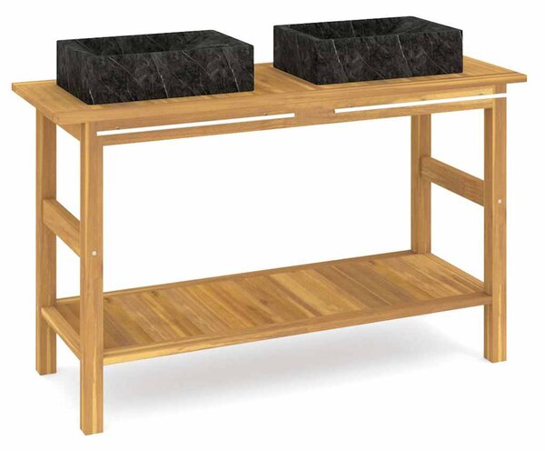 Koupelnová skříňka s umyvadly z černého mramoru masivní teak 3096577
