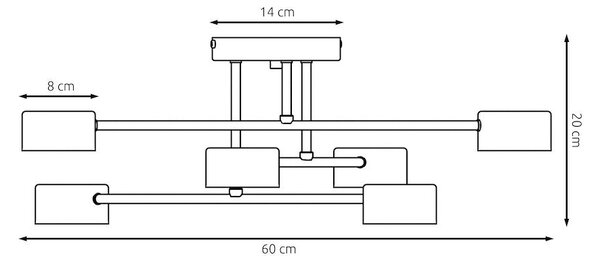 Stropní svítidlo HALO 6 – vínové, 6× GX53, šířka 60 cm