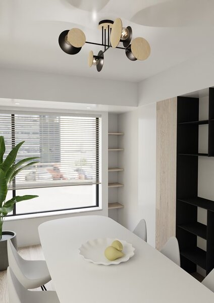 Stropní svítidlo ZITA 4 – černé, 4× E27, šířka 86 cm