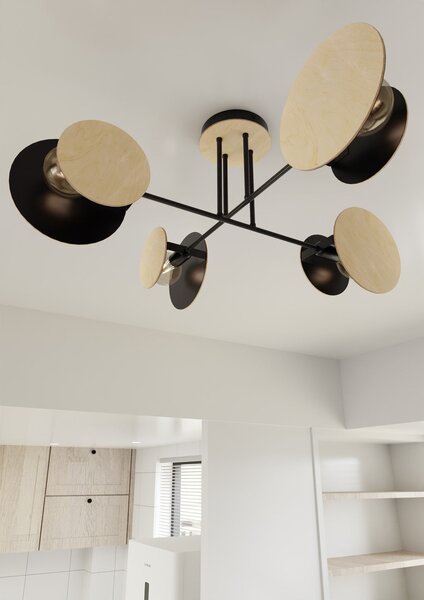 Stropní svítidlo ZITA 4 – černé, 4× E27, šířka 86 cm