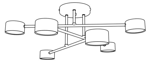 Stropní svítidlo HALO 6 – vínové, 6× GX53, šířka 60 cm