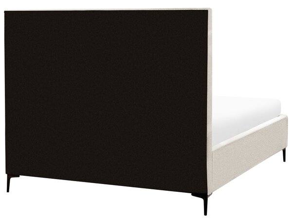 Postel s úložným prostorem Buklé SEZANNE 160 x 200 cm Krémově bílá