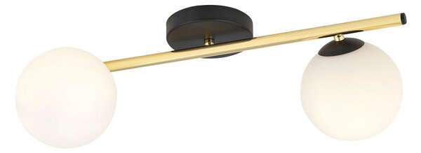 Stropní svítidlo SPLENDI 2 – černé, opálové sklo, 2× E14, šířka 55 cm