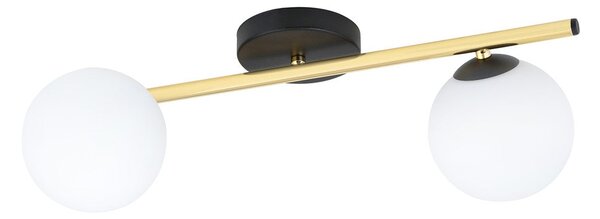 Stropní svítidlo SPLENDI 2 – černé, opálové sklo, 2× E14, šířka 55 cm