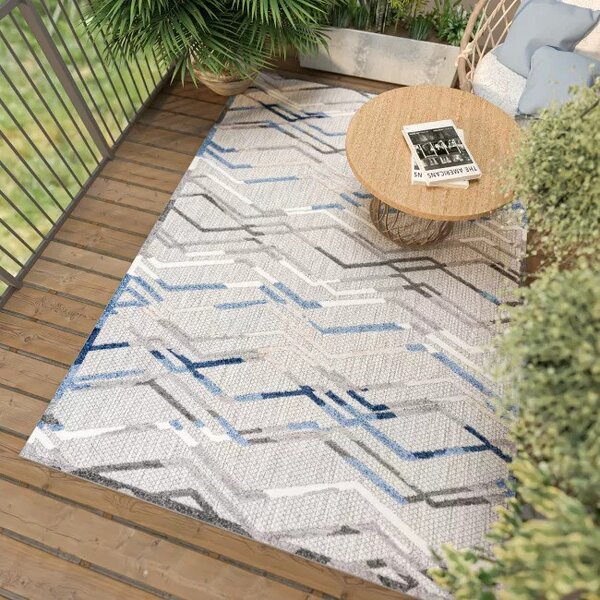Makro Abra Moderní kusový koberec AVENTURA ED02A šedý modrý Rozměr: 80x150 cm