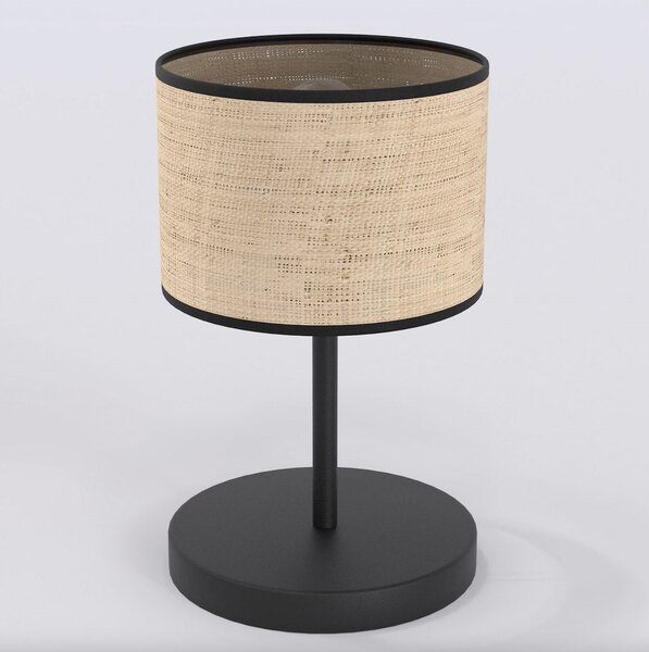 Stolní lampa ECO LN1 – černá / ratanová, 1× E27, šířka 20 cm