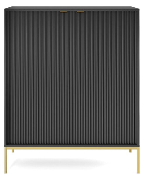 Komoda, skříňka, police, moderní, černá, 104 cm, do obývacího pokoje nebo ložnice