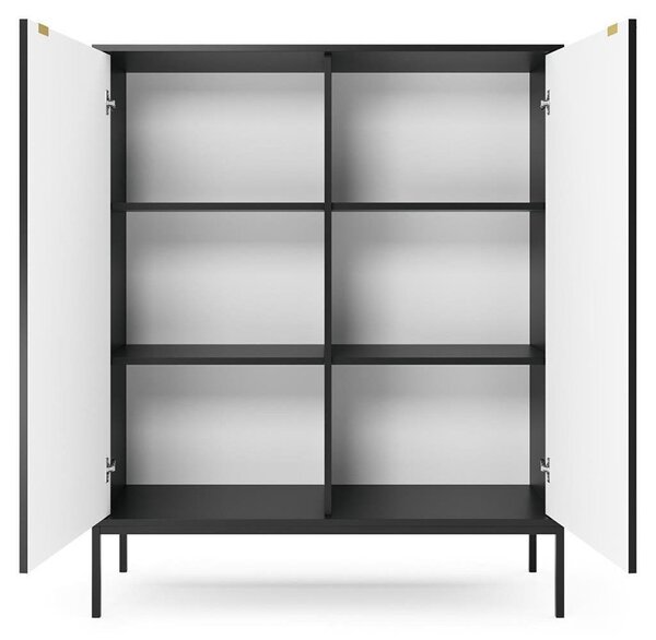 Komoda, skříňka, police, moderní, černá, 104 cm, do obývacího pokoje nebo ložnice