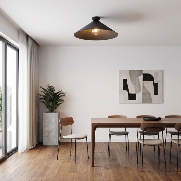 Stropní svítidlo MONO 1L – černé, grafitové sklo, 1× E14, šířka 50 cm