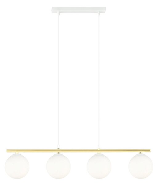 Závěsné svítidlo ALLORA 4 – bílé, opálové sklo, 4× E14, šířka 85 cm