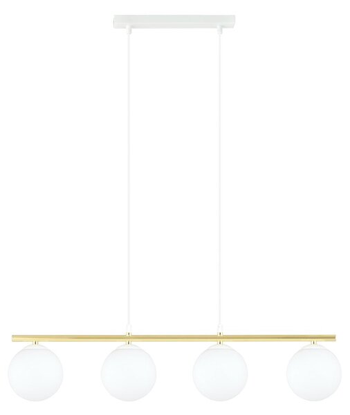 Závěsné svítidlo ALLORA 4 – bílé, opálové sklo, 4× E14, šířka 85 cm