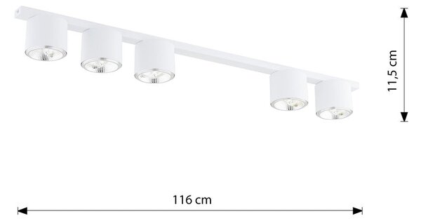 Stropní svítidlo NANO 5 – bílé, 5× GU10 AR111, šířka 116 cm