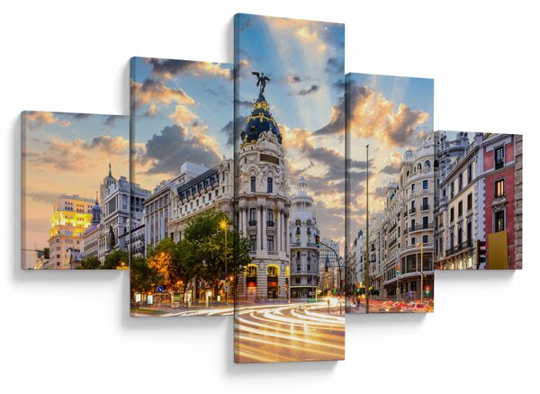 Obraz - Calle Gran Vía, Madrid, Španělsko (125x70 cm)