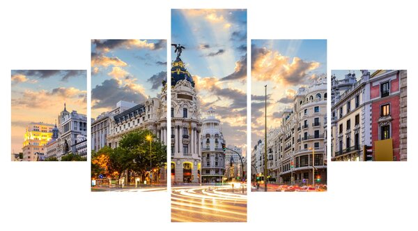 Obraz - Calle Gran Vía, Madrid, Španělsko (125x70 cm)